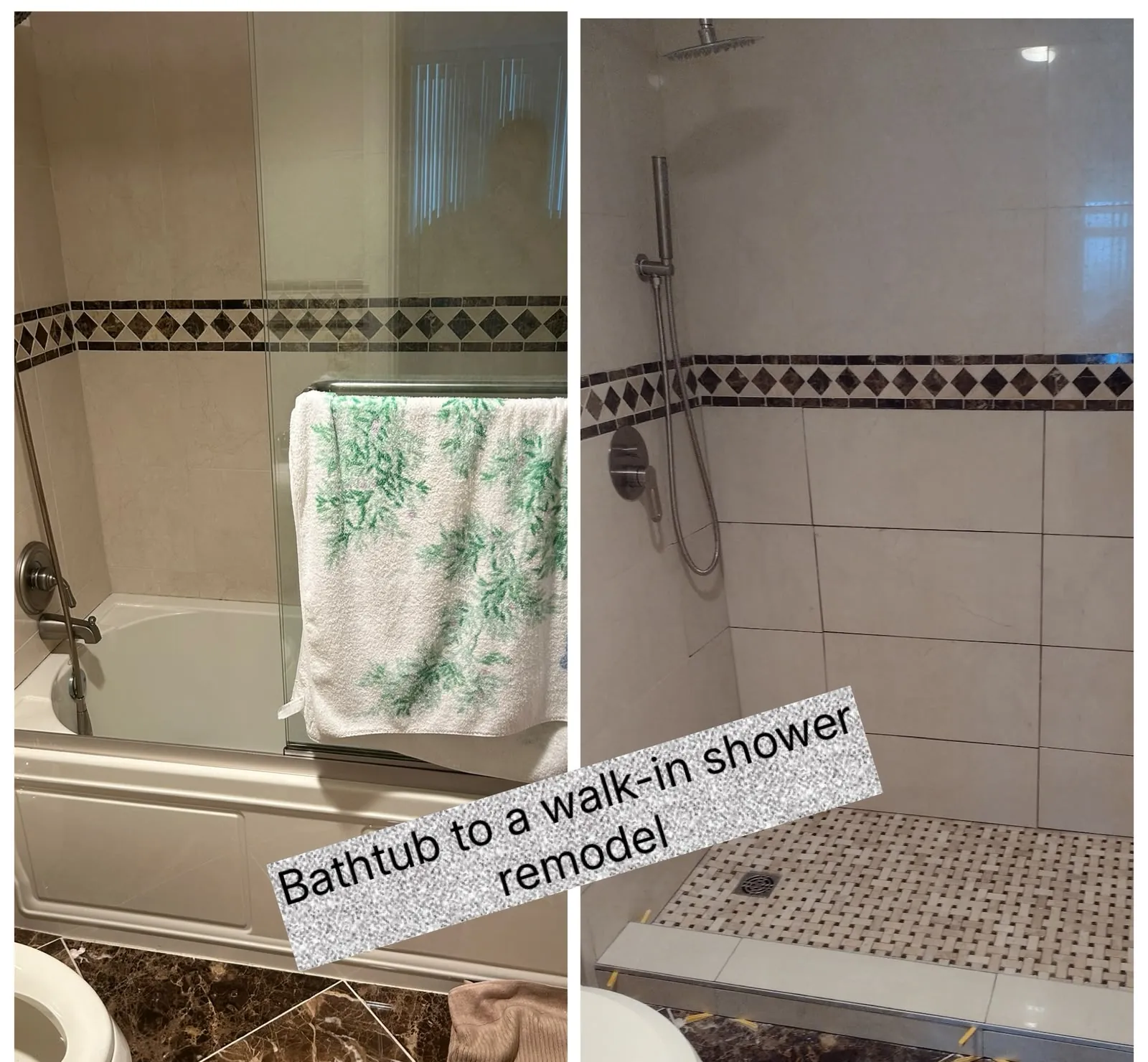 Bathtub to a walk-in shower, full bathroom remodel