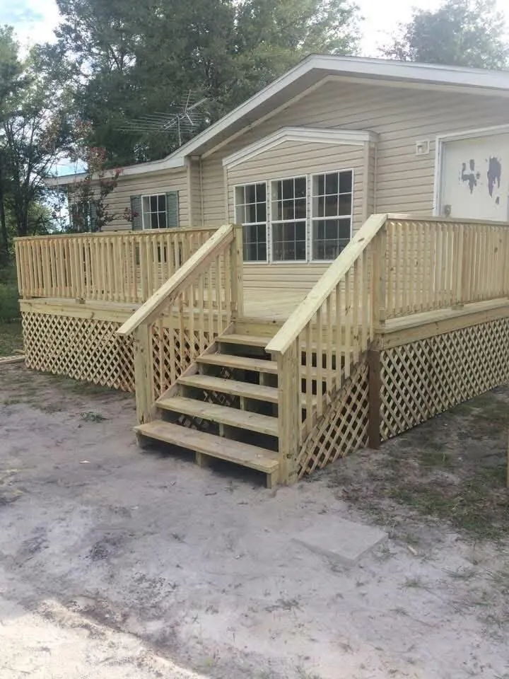 Front deck, stairs and lattice